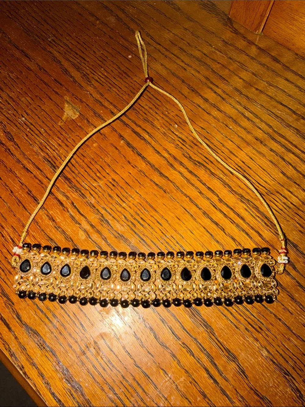 Hand Crafted Gold and Black Teardrop Choker Necklace